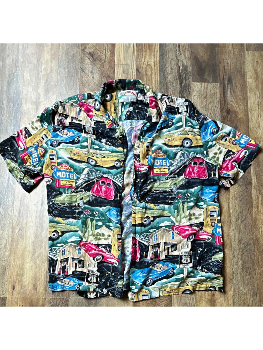 Paradise Found Honolulu Hawaii Route 66 Motel Print Hawaiian Shirt